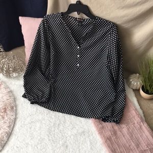 BYdesign Women’s Polka-dotted Long sleeve Button Up Blouse